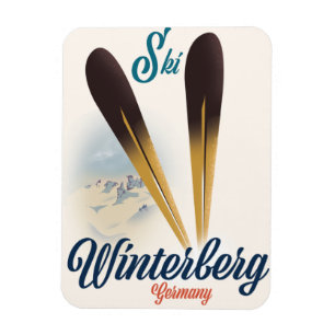 Íman poster de Esqui do estilo Vintage Winterberg Alema