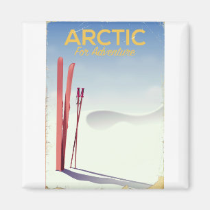 Íman poster de exploração da aventura de ski no Árti