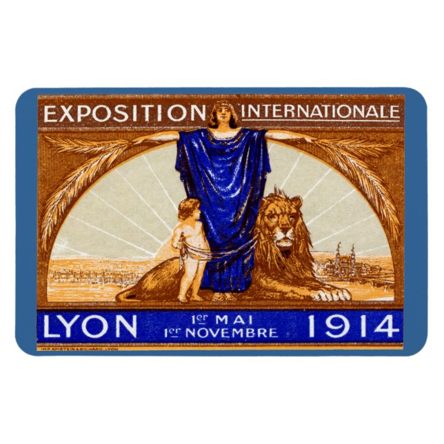 Íman poster de Expo Internacional Lyon 1914 (Horizontal)