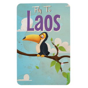 Íman Poster de férias do Laos Vintage