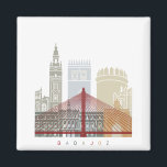 Íman Poster de linha do horizonte Badajoz<br><div class="desc">Skyline das principais cidades do mundo</div>