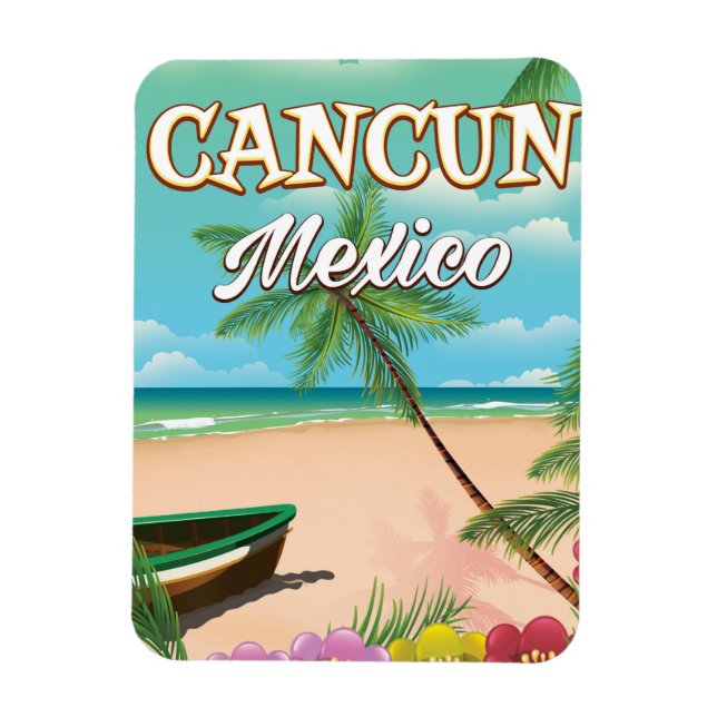 Íman Poster de praia de Cancun México (Vertical)