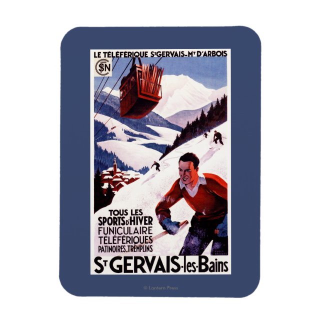 Íman POSTER de Promo do Carro do Cabo Ferroviário SNCF (Vertical)