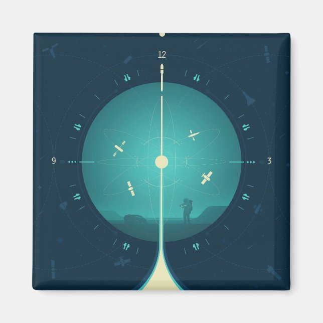 Íman Poster de relógio atômico de espaço profundo, vers (Frente)