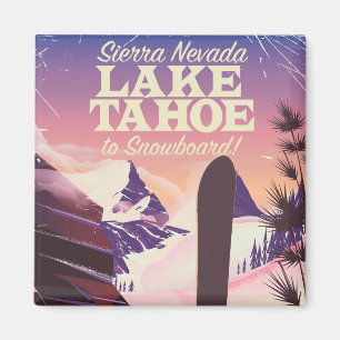 Íman poster de Snowboard do Lago Tahoe Sierra Nevada EU