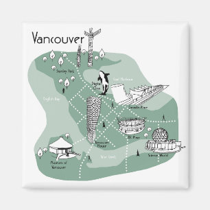Íman Poster de Vancouver - verde