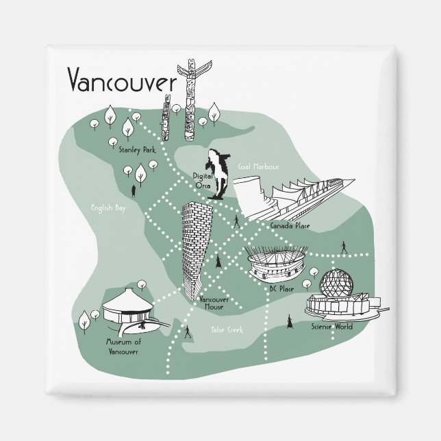 Íman Poster de Vancouver - verde (Frente)