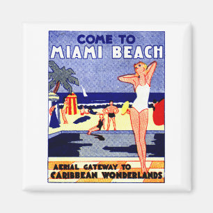 Íman Poster de viagens 1925 de Miami Beach