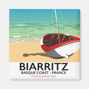 Íman Poster de viagens da praia de Biarritz France