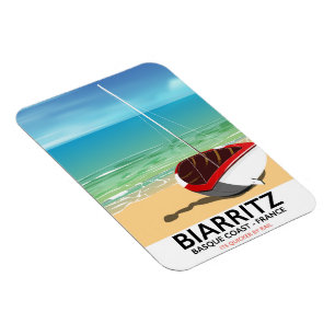 Íman Poster de viagens da praia de Biarritz France