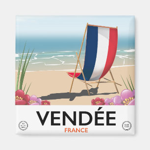 Íman Poster de viagens da praia do beira-mar de France