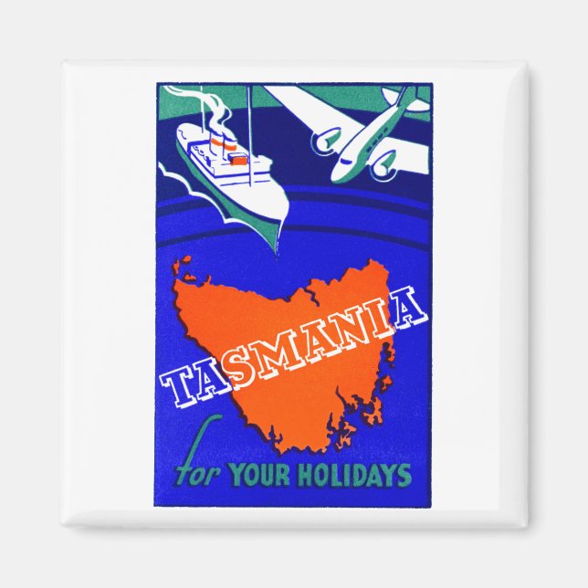 Íman poster de viagens da Tasmânia 1930 (Frente)