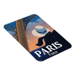 Íman Poster de viagens da torre Eiffel de Paris France