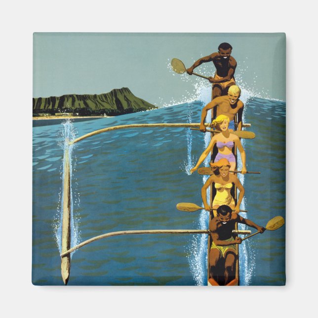 Íman Poster de viagens Da United Air Lines Para O Havaí (Frente)