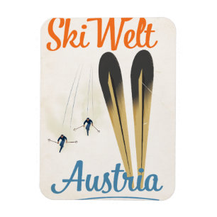 Íman Poster de viagens de esqui da Áustria de Skiwelt