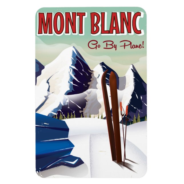 Íman Poster de viagens de esqui do Monte Blanc (Vertical)