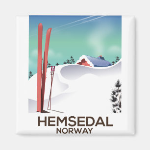 Íman Poster de viagens de Esqui Hemsedal Noruega