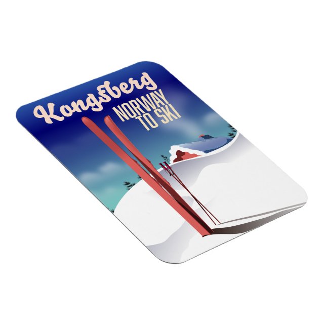 Íman Poster de viagens de esqui norway de Kongsberg. (Lado Direito)