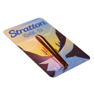 Íman Poster de viagens de esqui Stratton Vermont