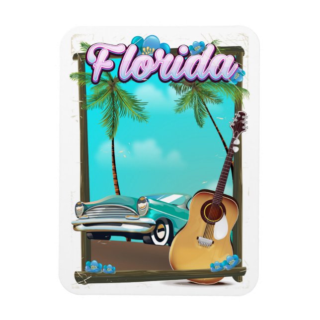 Íman Poster de viagens de estilo Florida Retro (Vertical)