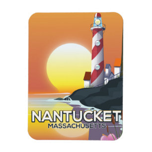 Íman poster de viagens de farol de Nantucket Massachuse