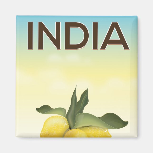 Íman Poster de viagens de Lemon na Índia (Frente)