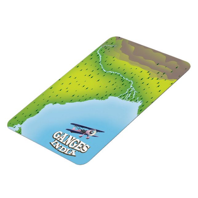 Íman Poster de viagens de mapa do Ganges India (Left Side)