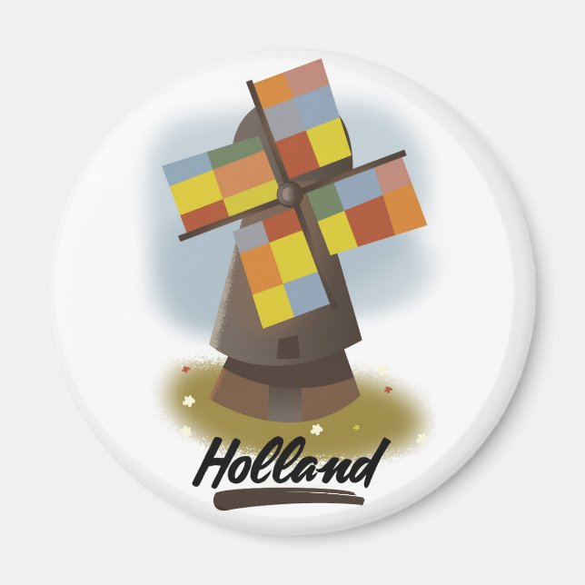 Íman Poster de viagens de moinho de vento da Holanda (Frente)