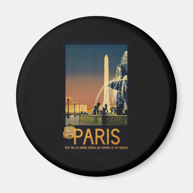 Íman Poster de viagens de Paris para as redes ferroviár (Frente)