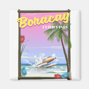 Íman Poster de viagens de praia de Boracay Filipinas