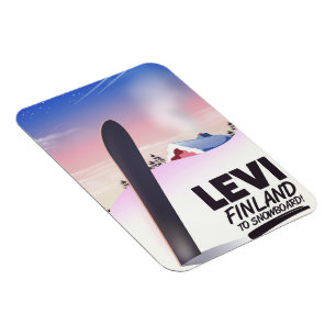 Íman Poster de viagens de Snowboard Levi Finlândia