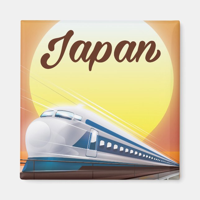 Íman Poster de viagens de Trem de Bullet no Japão (Frente)