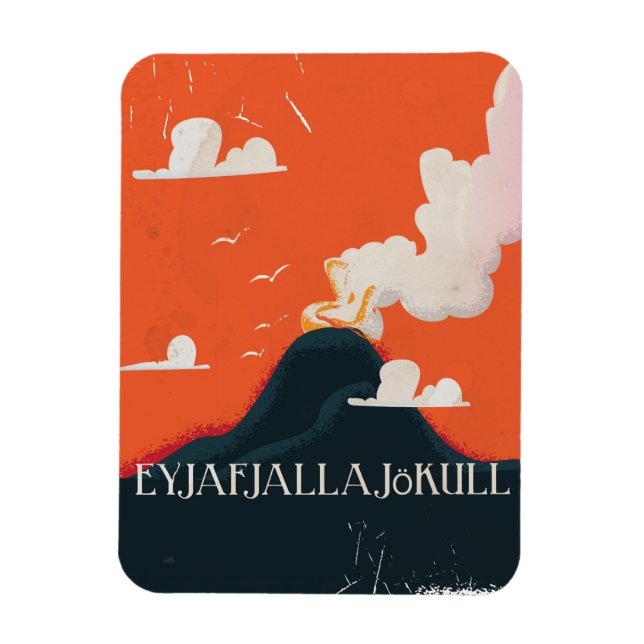 Íman Poster de viagens de vulcão Eyjafjallajökull (Vertical)