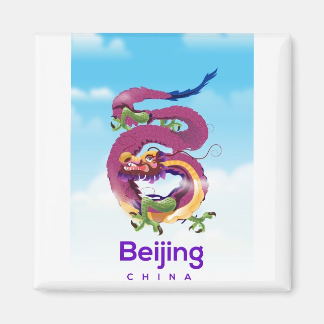 Íman Poster de viagens do Dragão de Pequim na China (Frente)