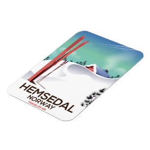 Íman Poster de viagens do esqui de Hemsedal Noruega