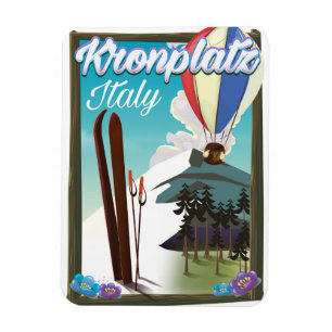 Íman Poster de viagens do esqui de Kronplatz Italia