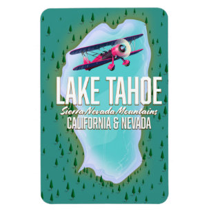 Íman Poster de viagens do mapa de Lake Tahoe