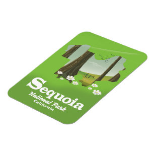 Íman Poster de viagens do mapa do Parque Nacional Sequo