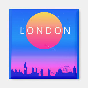 Íman Poster de viagens do por do sol da skyline de