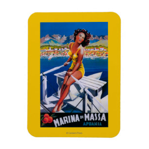 Íman Poster de viagens do porto de Massa