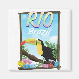 Íman poster de viagens do Rio Brasil Toucan