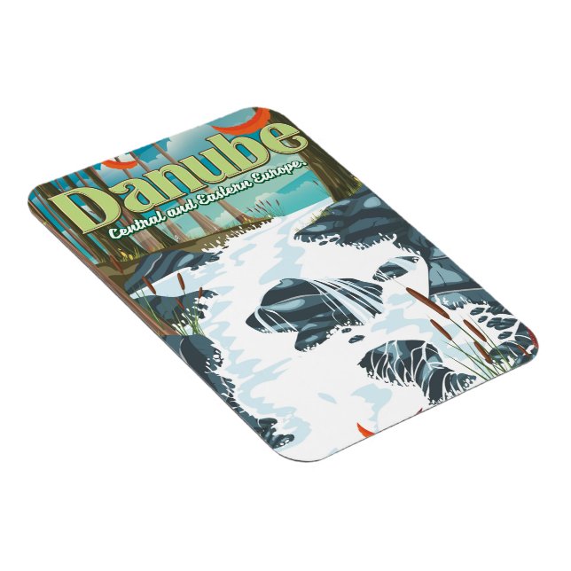 Íman Poster de viagens do rio Danúbio Europeu (Lado Direito)
