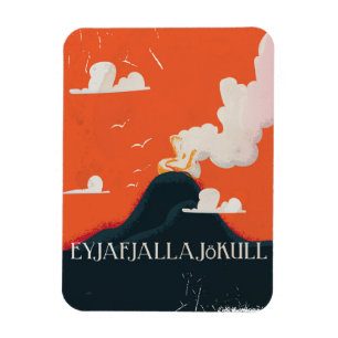 Íman Poster de viagens do vulcão de Eyjafjallajökull