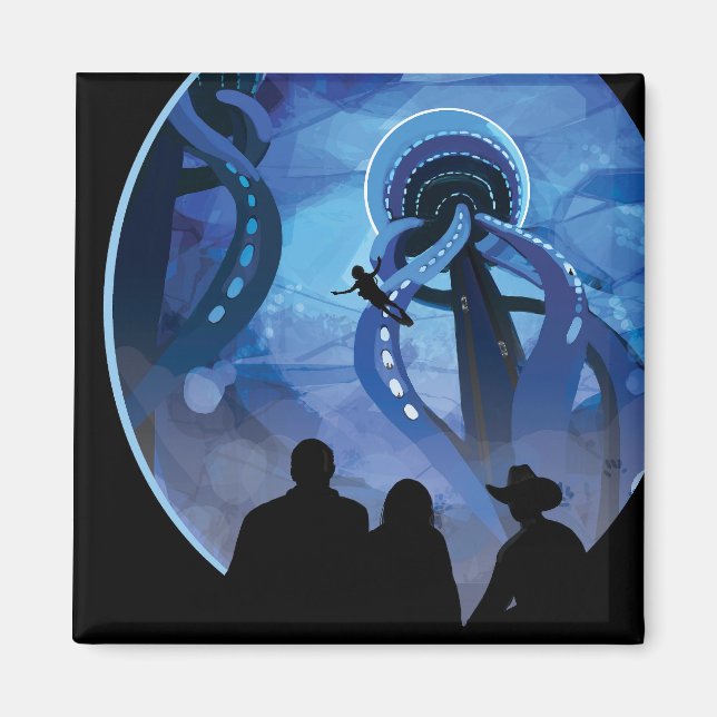 Íman Poster de viagens Espacial Retroativo - Lua Europa (Frente)