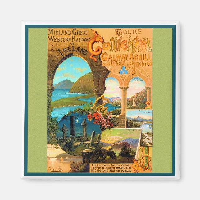 Íman Poster de viagens Galway (Frente)