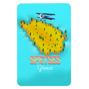 Íman Poster de viagens grego do mapa da ilha de Spetses
