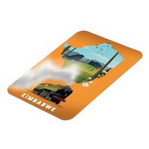 Íman Poster de viagens ilustrado do Mapa do Zimbábue