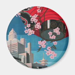 Íman Poster de viagens Japonês Tokyo Vintage