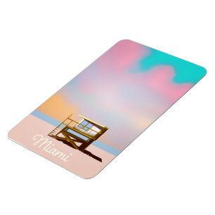 Íman Poster de viagens Miami Lifeguard