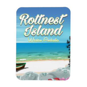 Íman Poster de viagens oceânico da Austrália Rottnest I